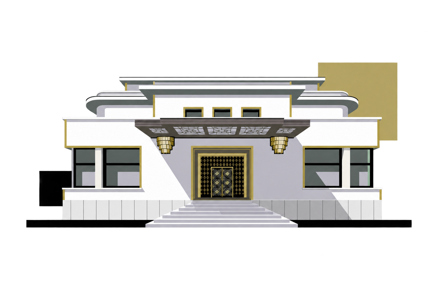 Illustration de la façade Art déco de la Villa Empain.