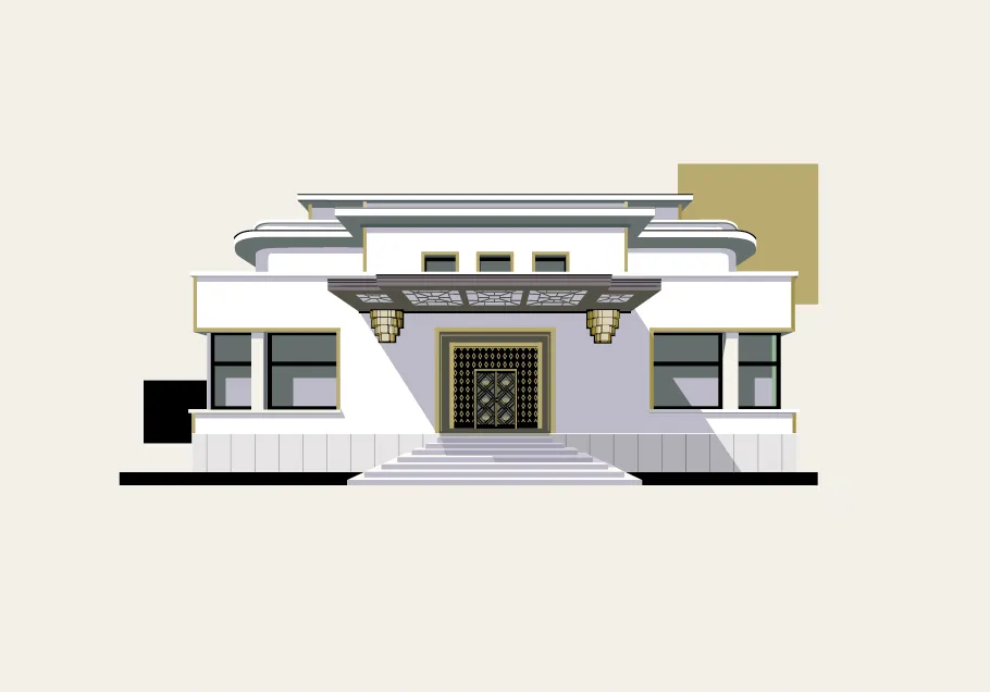 Illustration de la façade Art déco de la Villa Empain.